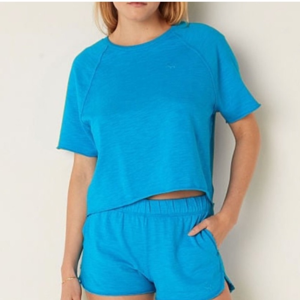 PINK Victoria’s Secret Summer Lounge cotton T-Shirt in blue marine